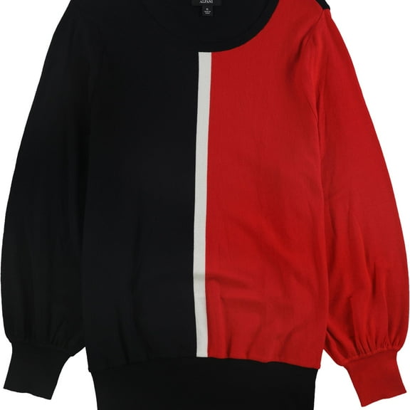 Alfani Womens Colorblocked Knit Sweater, Red, Medium