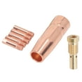 thumbnail image 2 of 7-Piece Brass Gasless MIG Welding Gun Nozzle Kit with 0.035" (0.9mm) Conductive Tips, Heat-Resistant Airless Nozzle & Connecting Rod - Compatible with Century FC90 80GL, Forney Easy Weld, Ti Easy, 2 of 7