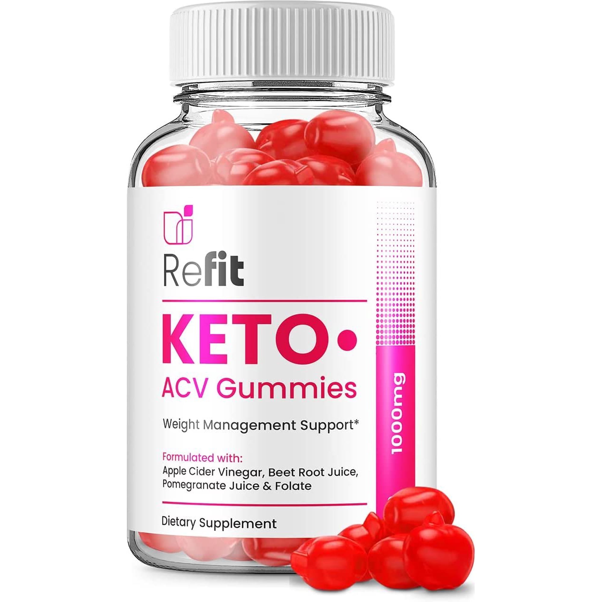 Refit Keto ACV Gummies Refit ACV Advanced Keto Formula Plus Apple Cider Vinegar Keto Gummies Dietary Supplement B12 Beet Root Juice Men Women 60 Gummies