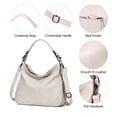 thumbnail image 5 of KL928 Leather Hobo Handbags for Women Crossbody Bags Retro Satchel Bag(Light Gray), 5 of 6