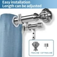thumbnail image 2 of Urbanest Door Knob Manhattan 1" 3/4" Double Drapery Curtain Window Rod Set - 48" to 84", Brushed Steel, 2 of 6