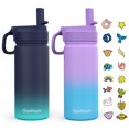 thumbnail image 1 of Botella de agua Gonfoam Kids de acero inoxidable, 500 ml, paquete de 2 unidades, azul/morado, 1 of 5