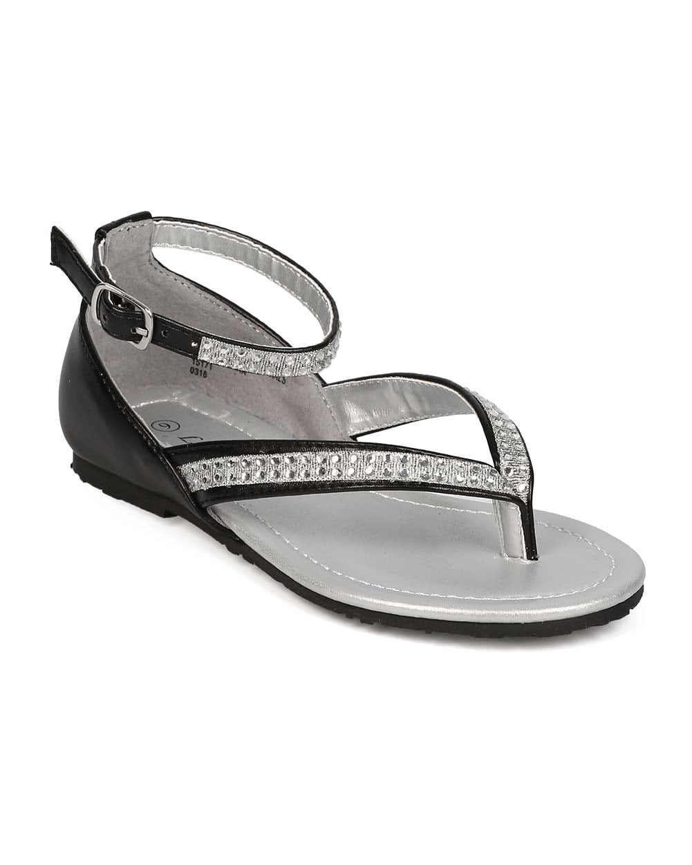 black leatherette back strap sandals