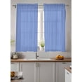 thumbnail image 2 of Navy Blue Stripe Curtains 54 Inch Length,Sheer Curtains for Bedroom Living Room Window Modern White Vertical Striped Geometric Rod Pocket Drapes Kitchen Curtains Small Half Window 52"x54" 2 Panels, 2 of 6