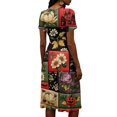 thumbnail image 5 of Womens Halloween Dress Bat Short Sleeve Witch Hat Casual Wedding Guest Dress Skeleton V Neck Fall Wrap Dresses 2XL, 5 of 5