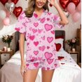 thumbnail image 5 of Satin Silk Pajamas for Women Collar Sleepwear Button Down Short Sleeve Shorts Pjs Set Loungewear Pink L, 5 of 6