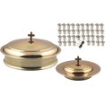 thumbnail image 1 of Mayur Export Stainless Steel Communion Ware Holy Wine Serving Tray With A Lid & A Stacking Bread Plate With A Lid + 40 Cups - (Brass/Gold Shiny), 1 of 6