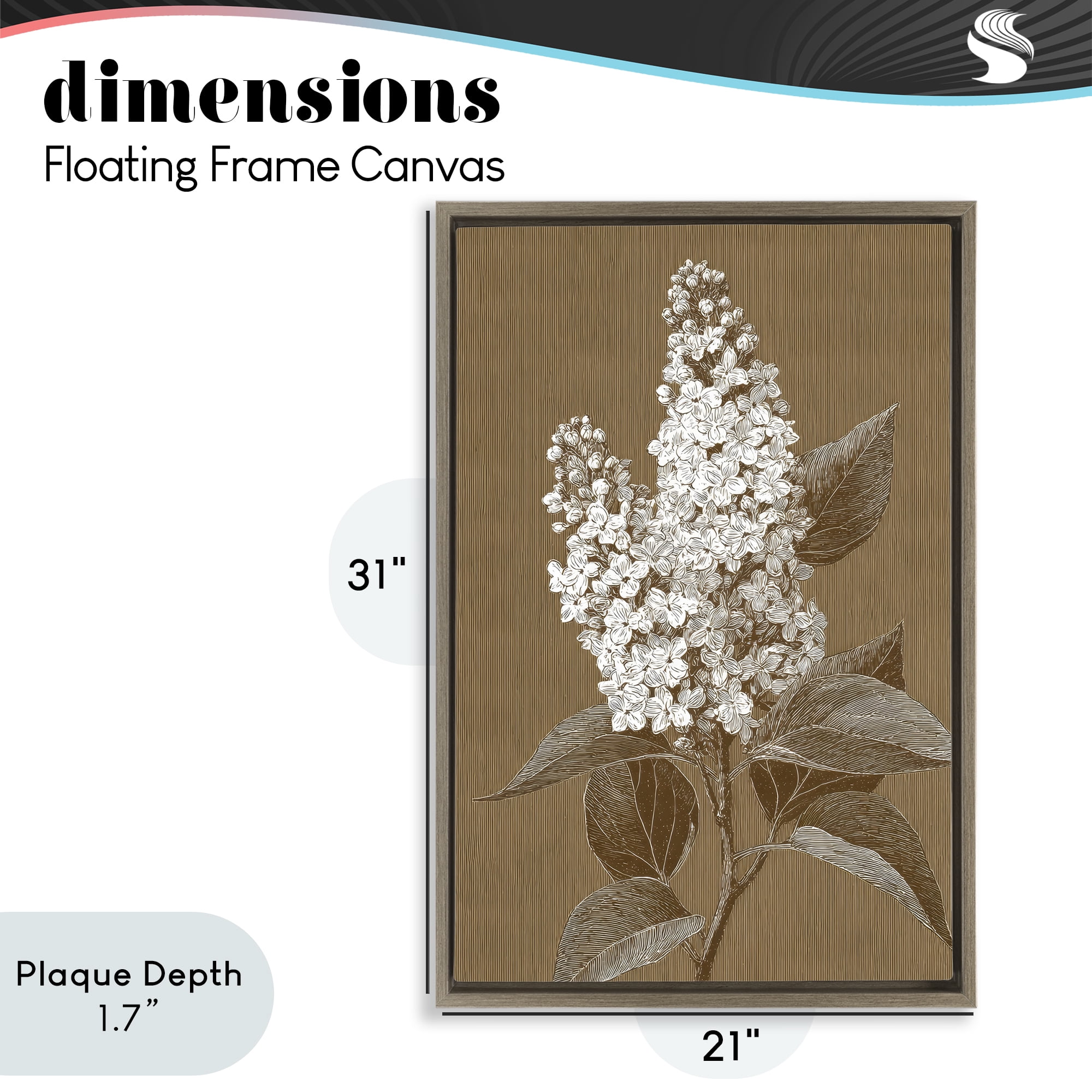 Stupell Industries Vintage Striped Lilac Study Brown Framed Floater Canvas Wall Art, design by Petal Prints Design
