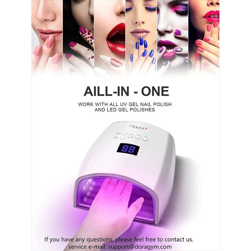 Audessy 48W UV LED Nail Lamp, Nail Dryer for Gel Polish, 4 Timers UV Nail Lamp Professional Nail Light, White