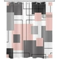 thumbnail image 2 of Black and White Geometric Shower Curtain Decor, Abstract Mid Century Grey and Pink Shower Curtains for Bathroom 84X72 inch Polyester Fabric Bathroom Decoration Bath Curtains Hooks Included, 2 of 6