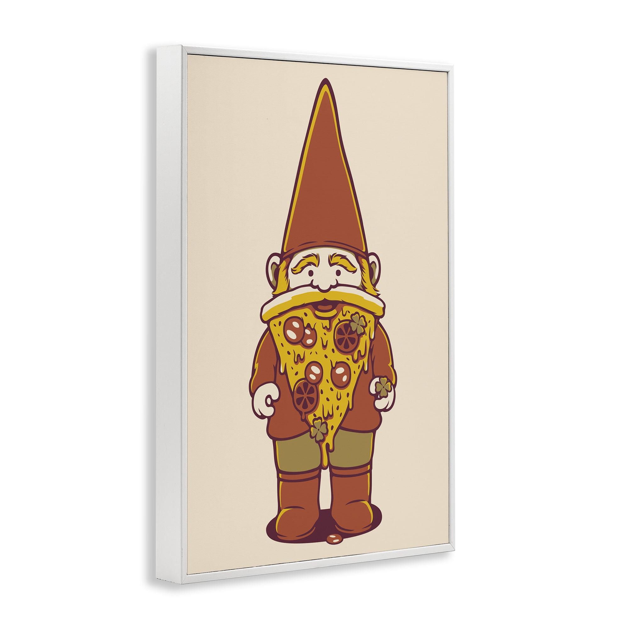 Stupell Industries Happy Pizza Gnome White Framed Giclee Art, design by Tobe Fonseca