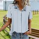 thumbnail image 5 of Blusas para las Mujeres Casual Impreso Manga Corta con Detalle de Bolsillo Y Botón, Camiseta de Poliéster Suave para Uso Diario en Casa O Trabajo, Estilo de Verano de Moda, 5 of 6