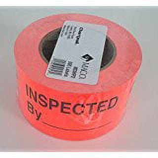 MACO "Inspected By ______", 3" x 5", Fluorescent Red, 500 Labels/Roll