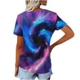thumbnail image 5 of Fiudx Camisas para Mujer Camiseta de Manga Corta con Cuello En V Astral y Estampado de Galaxia Informal a La Moda para Mujer, 5 of 5