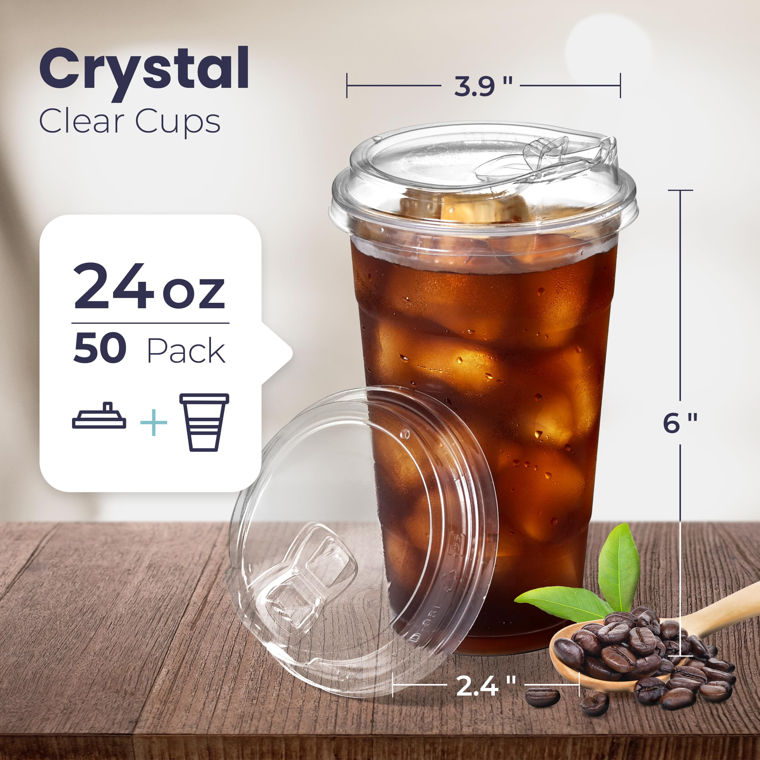 24 oz Clear Plastic Cups with Lids and STRAWS, Disposable Drinking Cups for  Cold Drinks, Iced Coffee…See more 24 oz Clear Plastic Cups with Lids and