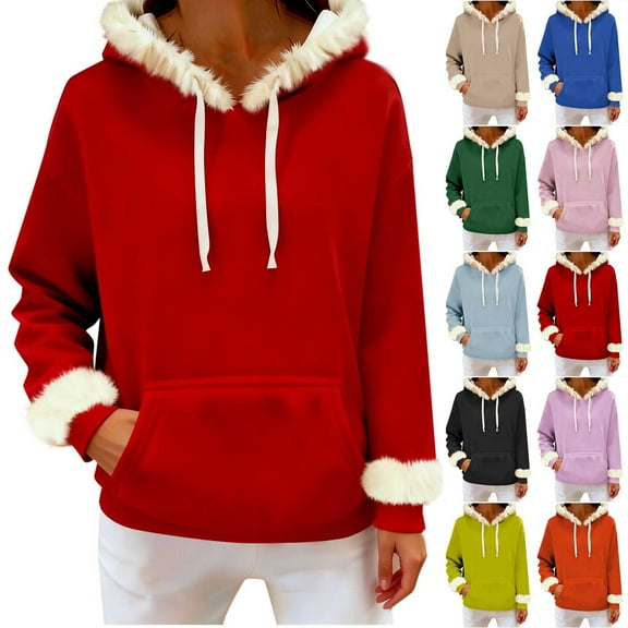 UTSJKR Christmas Hoodies for Men Women Fuzzy Fleece Lined Hooded Sweatshirt Thick Cozy Warm Long Sleeve Unisex Pullover Army Green XL