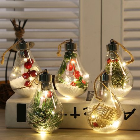 

Ball Pendant Attractive Fine Workmanship Plastic Decorative Glow Christmas LED Bulb Ball for Home Pink Plastic