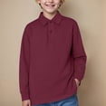 thumbnail image 2 of HCNTES Big Boy's Polo Shirts Long Sleeved Solid Color Basic Polos Breathable Basic Undershirt(Wine,13-14 Years), 2 of 5