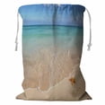 thumbnail image 1 of YUSDECOR Sea Shells Starfish On Tropical Sand Turquoise Caribbean Summer Storage Basket Laundry Bag with Drawstring Size 24x32 Inch, 1 of 3