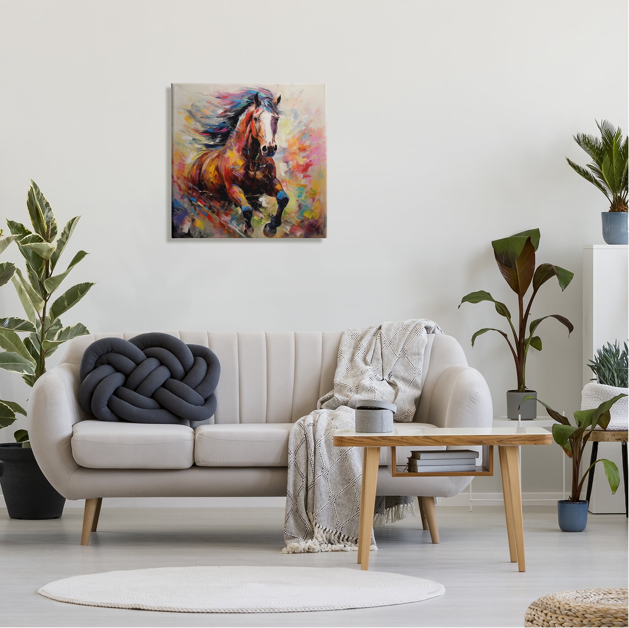 Stupell Industries Vivid Horse Galloping Animals & Insects Painting Gallery Wrapped Canvas Art Print Wall Art, 24 x 24