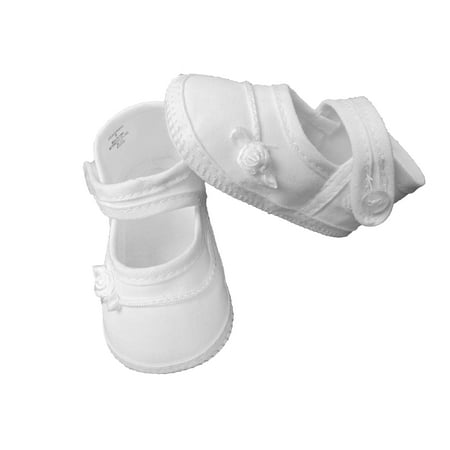 

Girls Cotton Batiste Shoe with Embroidered Braid and Rosebud (Baby)