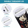 thumbnail image 3 of Yayeee 40oz Stainless Steel Tumbler with Straw and Handle Double-Wall Insulated Travel Water Bottle, Black Floral Pattern, 3 of 8