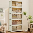 thumbnail image 1 of Cajas de Almacenamiento Apilables de 144QT con Tapas y Puertas Magnéticas - Organizadores Plegables con Ruedas para Hogar, Dormitorio, Oficina y Dormitorio Universitario - Color Blanco, 1 of 8