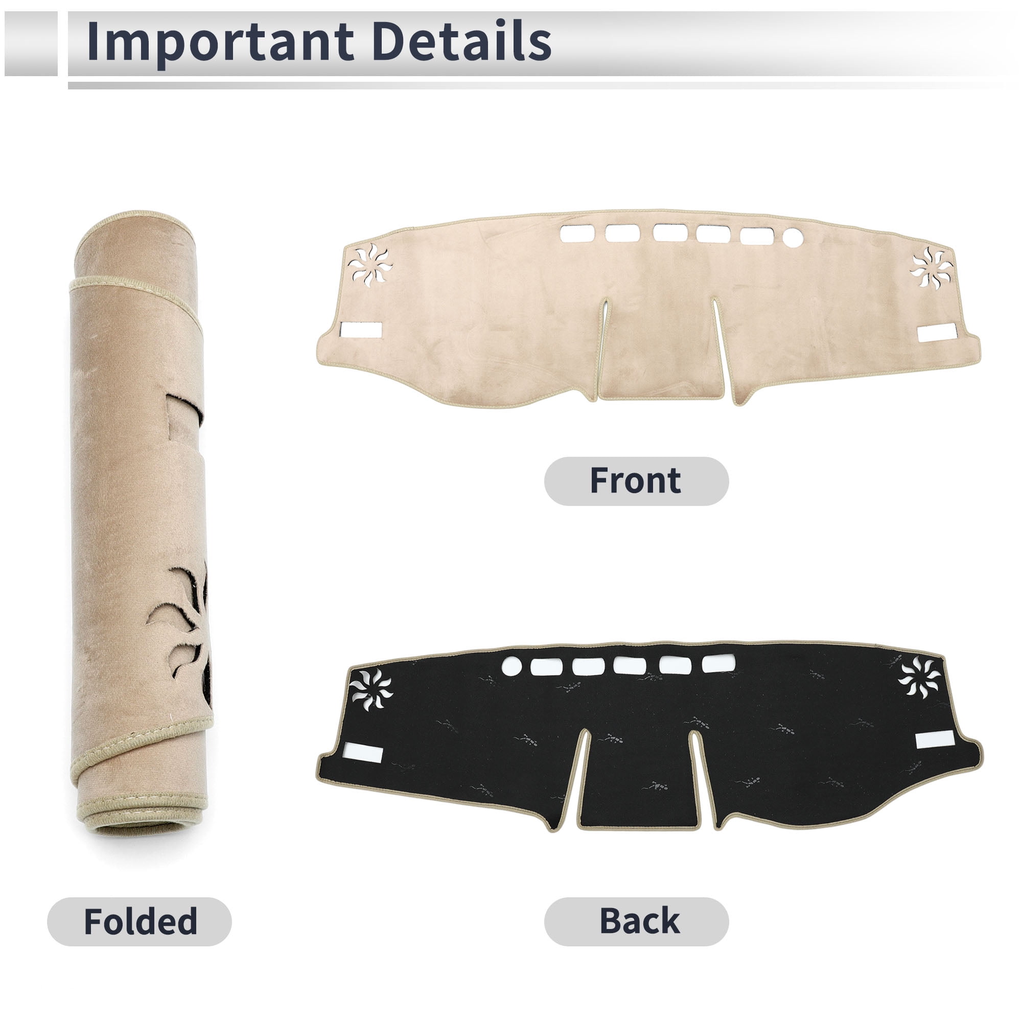 Dashboard Cover Anti-Slip/Anti Dust Dash Cover Mat Carpet for TOYOTA RAV4 XA50 2020-2024 Flannel Beige