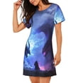 thumbnail image 2 of Sikiie Red And Blue Fire Dragon Print Women's Short-sleeved Nightdress, Round Neck Pullover Nightdress Pajamas Summer Home Wear, 2 of 6