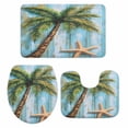 thumbnail image 2 of Palm Leaves Starfish Bathroom Rugs Set Tropical Coconut Tree Non Slip Absorbent Soft Bath Mats 3 Piece Set with Bathroom Rug, U-Shaped Floor Mat, Toilet Seat Cover Large Size, 2 of 9