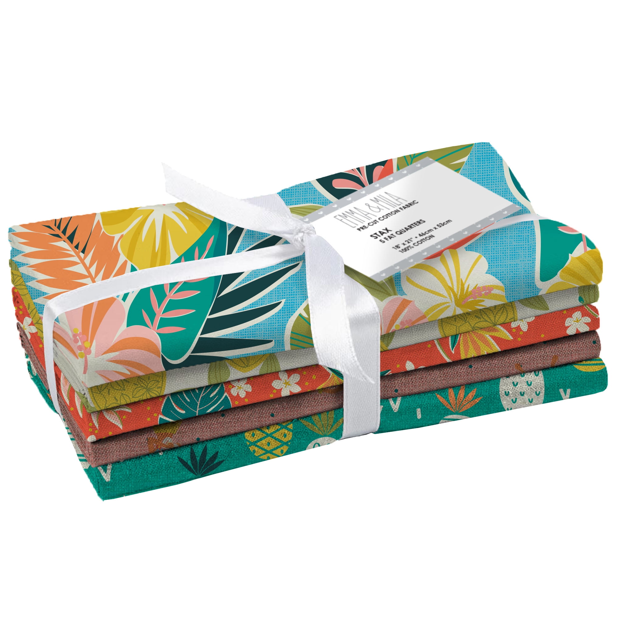 Eugene Textiles Premium crafted Maui Mala tropical print 100% Cotton 18' x 21' 5 piece bundle Fabric Bundle Multi - color