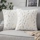 thumbnail image 1 of Funda de almohada con estampado de plumas suaves, color blanco, 45 x 45 cm, 1 of 6