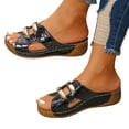 thumbnail image 6 of Womens Wedge Sandals Black Lightweight Casual Open Toe Low Heels Womens House Slippers Size 9 Espadrille Dressy Summer Ankle Strap Buckle Women Sandal, 6 of 9
