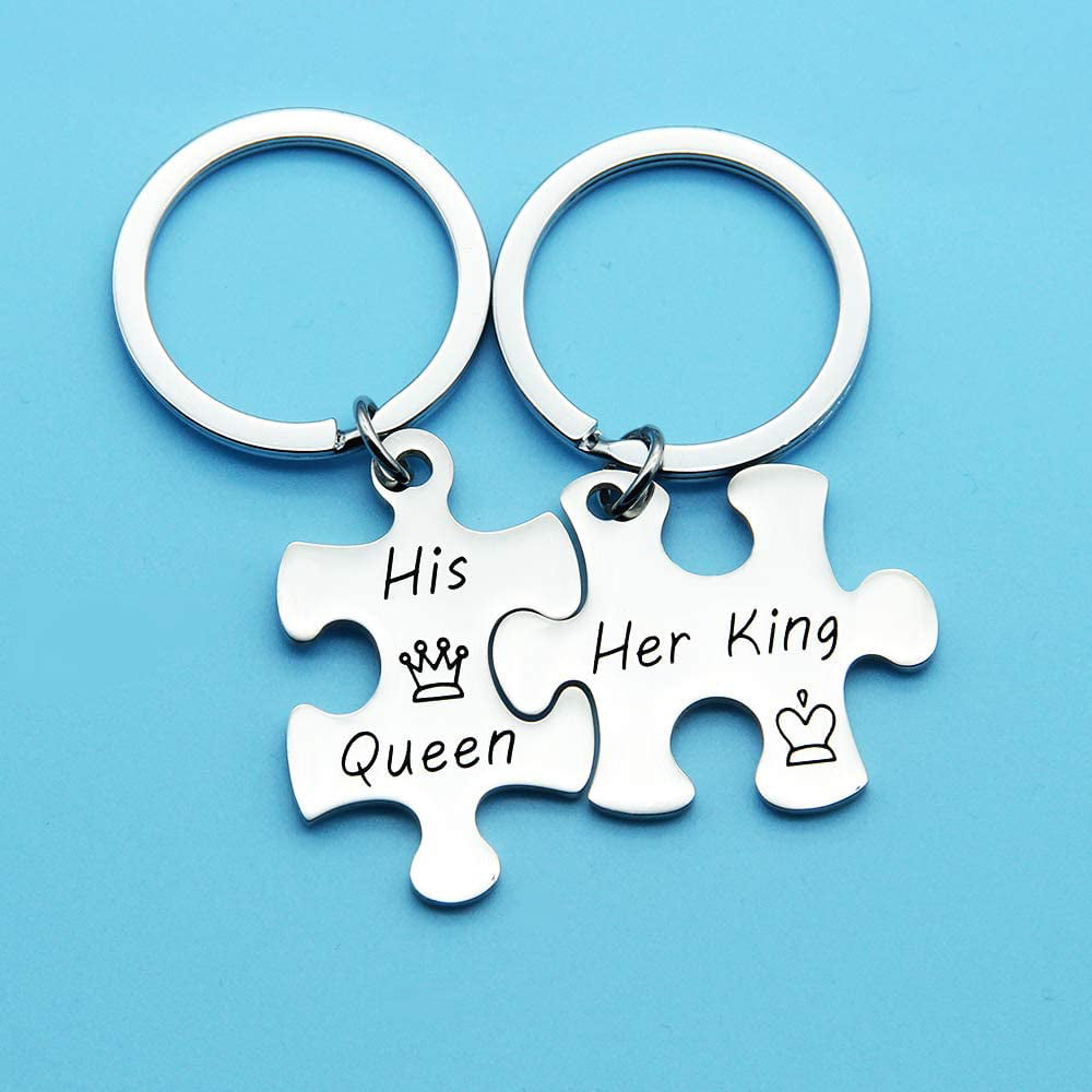 His Queen Her King Couple Keyring Key Ring Anniversary Gift for Boyfriend Girlfr 