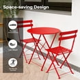 thumbnail image 4 of Decksplore 3-Piece Folding Metal Outdoor Bistro Set, Table and 2 Chairs, Red, 4 of 6
