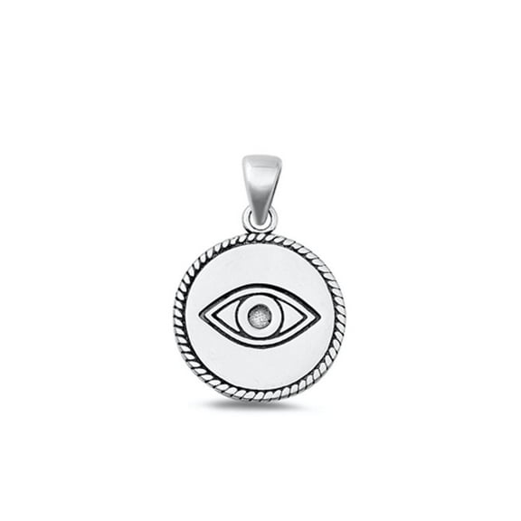 Sterling Silver High Polished Evil Eye Pendant Oxidized Charm 925 New Jewelry Female Unisex