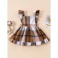 thumbnail image 2 of Suealasg Toddler Baby Girls Overall Dress Infant Fly Sleeve Plaid A-line Dress Casual Daily Dress Clothes, 2 of 8
