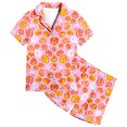 thumbnail image 3 of Weebloom Toddler Girls Halloween Pajamas Pumpkin Short Sleeve Button Up Tops And Shorts Summer Fall 2 Piece Set Pjs Loungewear, 3 of 6