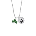 thumbnail image 2 of Delight Jewelry Silvertone Green Three Leaf Clover - Shamrock Silvertone Script Initial Disc - D - Charm Necklace, 20"+3", 2 of 4