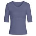 thumbnail image 4 of Luwomo Women Tshirt Mid Sleeve Stretch Basic Everyday Wear Slim Solid Color Tee Blouses, 4 of 4