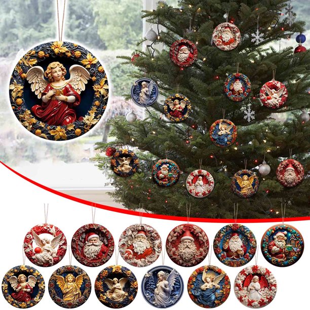 Fiudx Adornos Navideños Decoración Navideña Árbol De Navidad Plano Estilo Retro Decoración Del Hogar Adornos De Coche