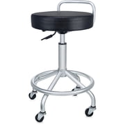 Seville Classics Modern Ergonomic Pneumatic Height Adjustable 360-Degree Swivel Stool Chair, for Drafting, Office, Home, Garage, Work Desk, Black, Cushioned Seat w/ Wheels