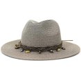thumbnail image 1 of Sombrero de paja Panamá para mujer, sombrero de playa, sombrero de ala ancha enrollable, con decoración de banda de concha., 1 of 1