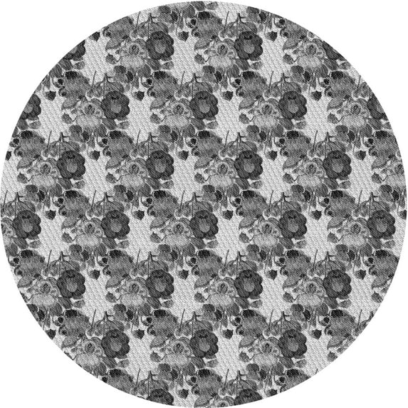 Ahgly Company Machine Washable Indoor Round Transitional Silver Gray Area Rugs, 4' Round