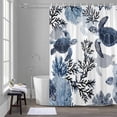 thumbnail image 5 of Ocean Turtles Bathroom Shower Curtain, Retro Watercolor Blue Corals Turtles Waterproof Washable Soft Bath Curtain for Bathtub Decor with 12 Hooks&Grommet, 60x72 Inch, 5 of 9