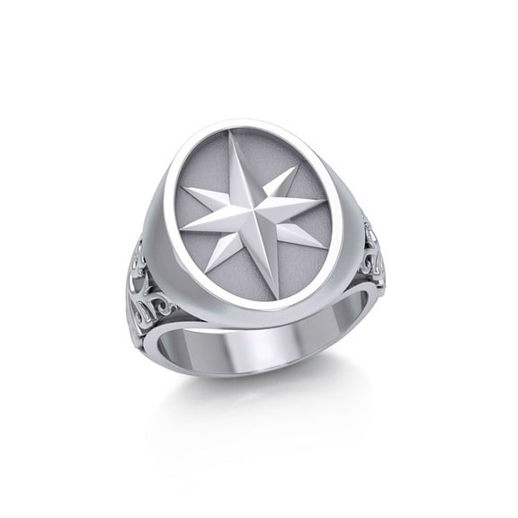 Compass Signet Ring 925 Sterling Silver Fine Sea Adventure Nautical Jewelry