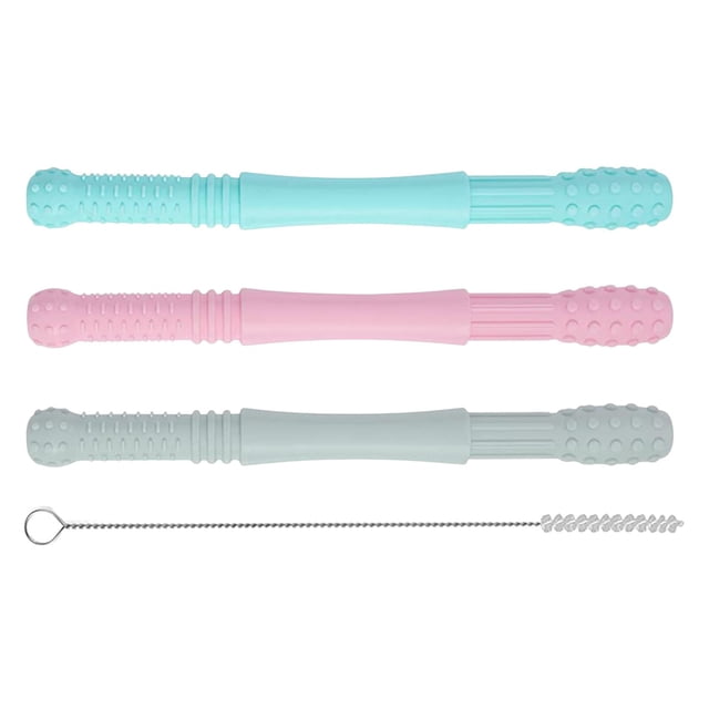 Hollow , Soothing Chew Straws Toy Molar Teether 4Pcs