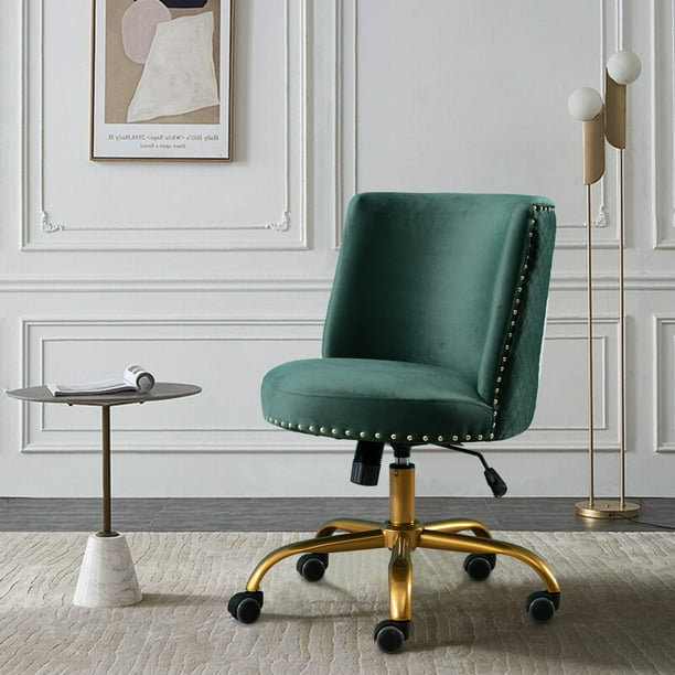 Green Vanity Chair, Vanity Stool with Wheels, Adjustable Accent Chair