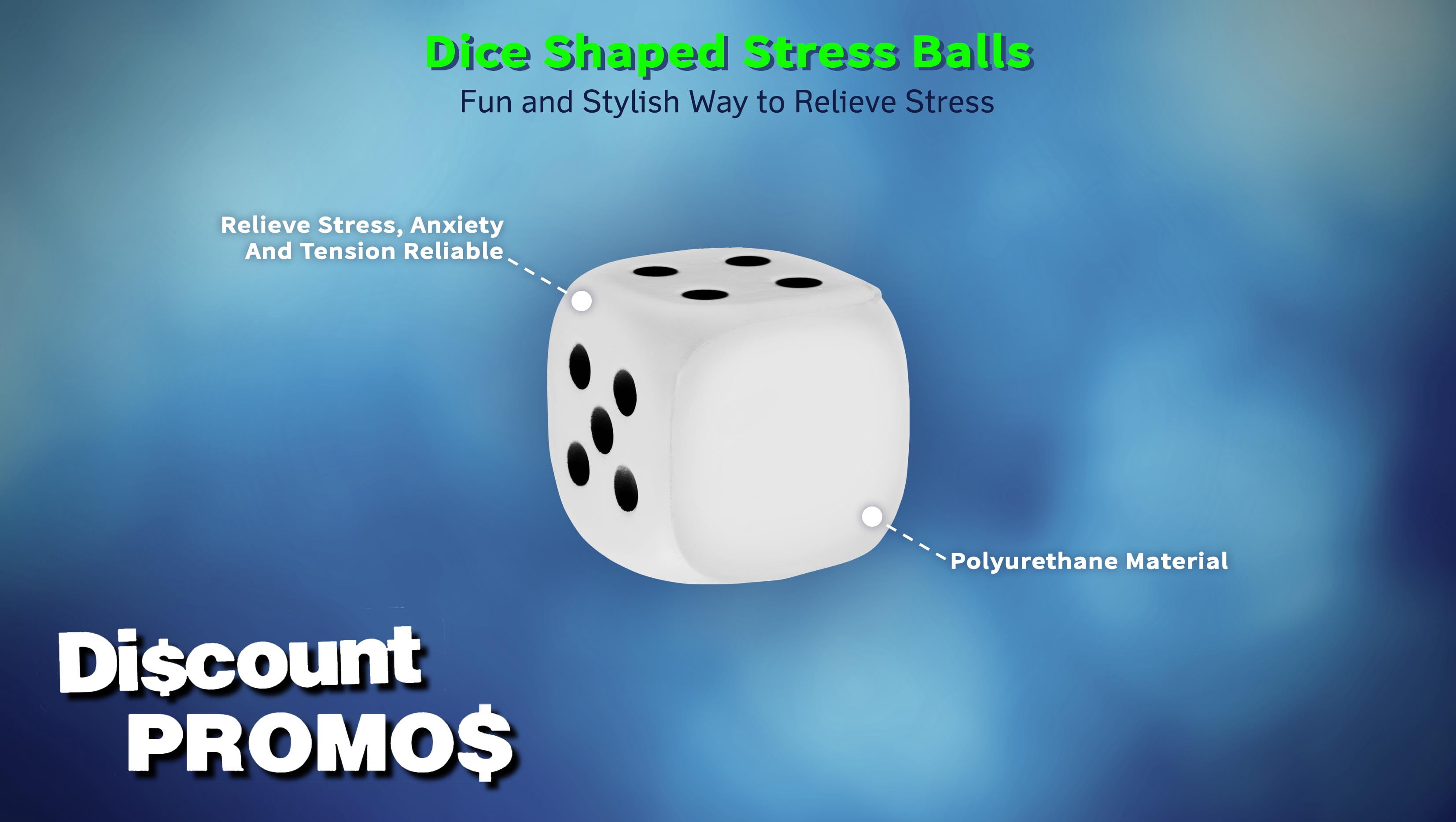 10 Dice Shaped Stress Balls Pack - Square, Stress Reliever, Hand Therapy, Lightweight - White