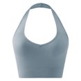 thumbnail image 2 of Fznquz Wireless Bras for Women Plus Size Push Up Padded Halter Sexy Backless Gray Bra, 2 of 4
